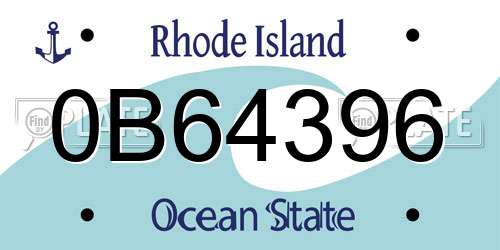 0B64396 Rhode Island License Plate