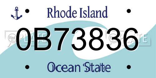 0B73836 Rhode Island License Plate