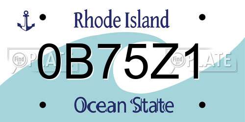 0B75Z1 Rhode Island License Plate