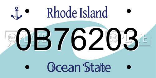 0B76203 Rhode Island License Plate