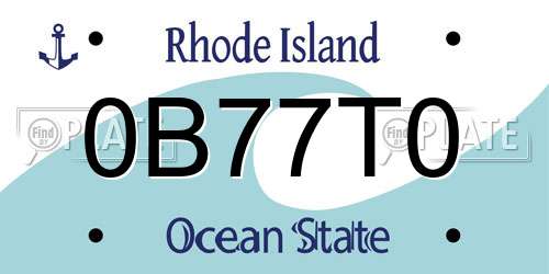 0B77T0 Rhode Island License Plate