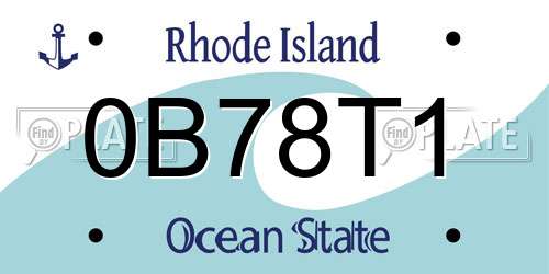 0B78T1 Rhode Island License Plate