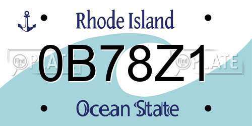 0B78Z1 Rhode Island License Plate