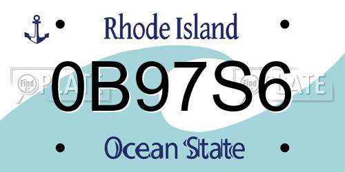 0B97S6 Rhode Island License Plate