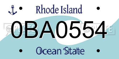 0BA0554 Rhode Island License Plate