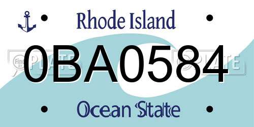 0BA0584 Rhode Island License Plate