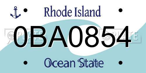 0BA0854 Rhode Island License Plate