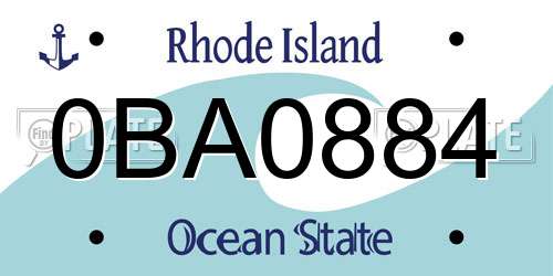 0BA0884 Rhode Island License Plate