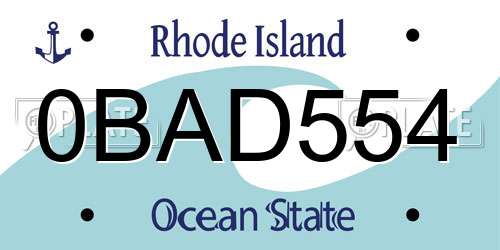 0BAD554 Rhode Island License Plate