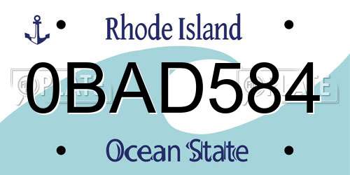 0BAD584 Rhode Island License Plate