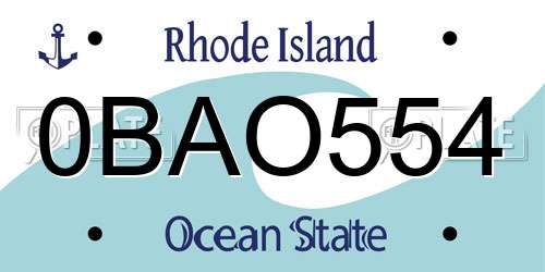 0BAO554 Rhode Island License Plate