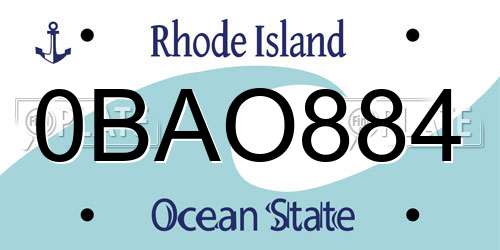 0BAO884 Rhode Island License Plate