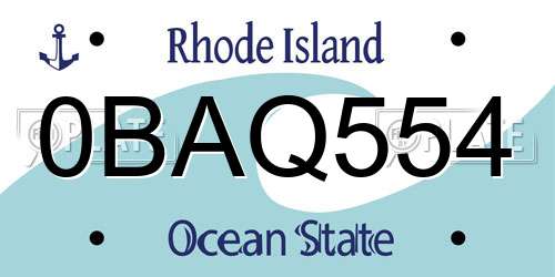 0BAQ554 Rhode Island License Plate