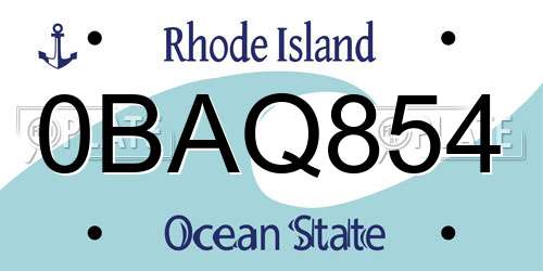 0BAQ854 Rhode Island License Plate