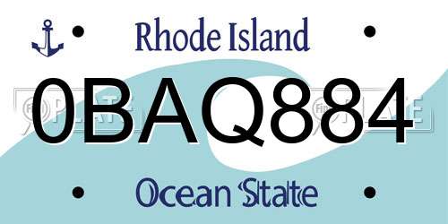 0BAQ884 Rhode Island License Plate