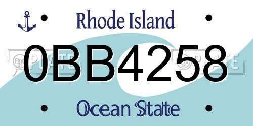 0BB4258 Rhode Island License Plate