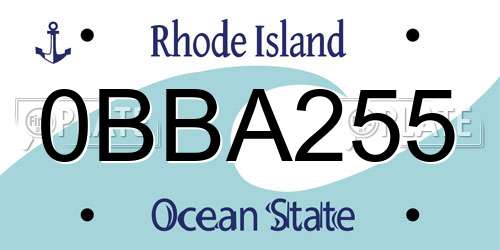 0BBA255 Rhode Island License Plate