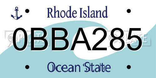 0BBA285 Rhode Island License Plate