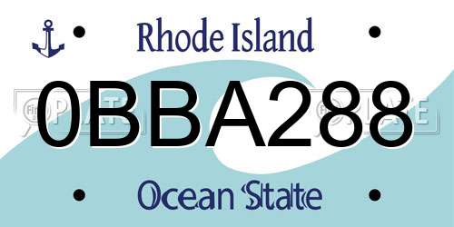 0BBA288 Rhode Island License Plate