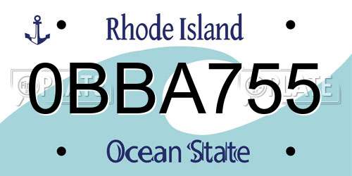 0BBA755 Rhode Island License Plate