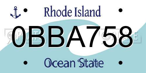 0BBA758 Rhode Island License Plate