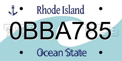 0BBA785 Rhode Island License Plate