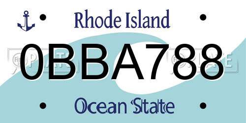 0BBA788 Rhode Island License Plate