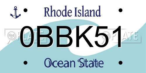 0BBK51 Rhode Island License Plate