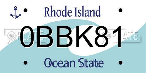0BBK81 Rhode Island License Plate