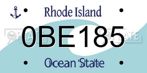 0BE185 Rhode Island License Plate