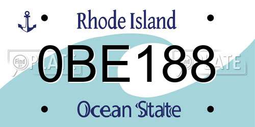0BE188 Rhode Island License Plate