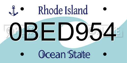 0BED954 Rhode Island License Plate