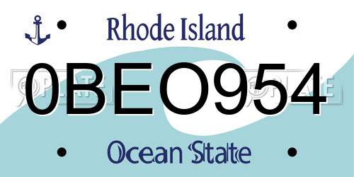 0BEO954 Rhode Island License Plate