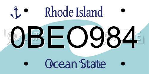 0BEO984 Rhode Island License Plate