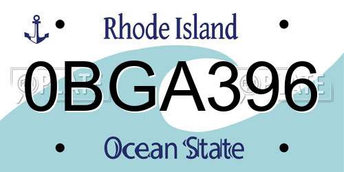 0BGA396 Rhode Island License Plate