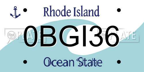 0BGI36 Rhode Island License Plate
