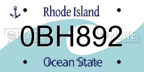 0BH892 Rhode Island License Plate