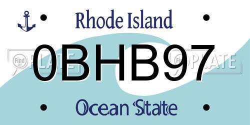 0BHB97 Rhode Island License Plate