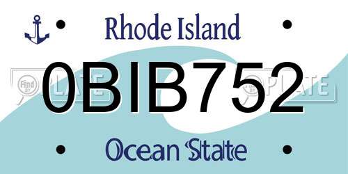 0BIB752 Rhode Island License Plate