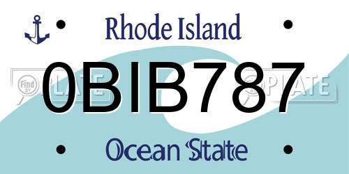 0BIB787 Rhode Island License Plate