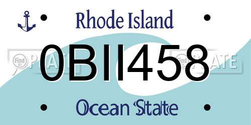 0BII458 Rhode Island License Plate