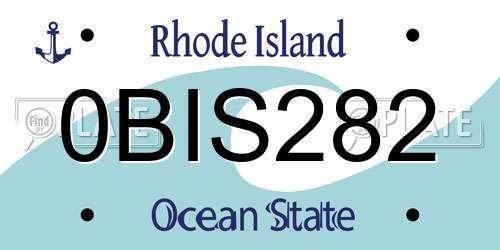 0BIS282 Rhode Island License Plate