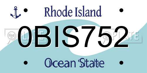0BIS752 Rhode Island License Plate