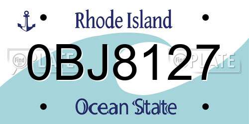 0BJ8127 Rhode Island License Plate