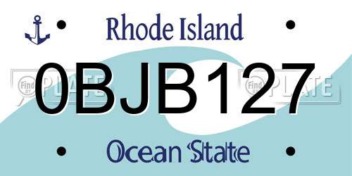 0BJB127 Rhode Island License Plate