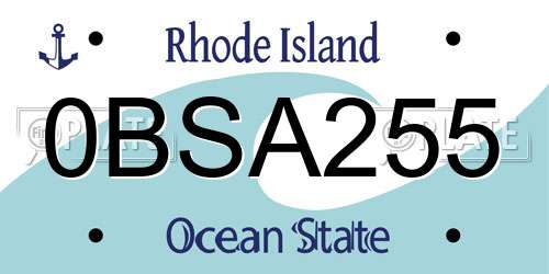 0BSA255 Rhode Island License Plate