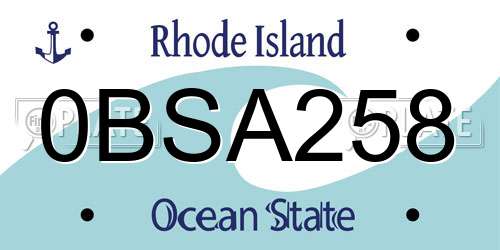 0BSA258 Rhode Island License Plate