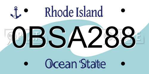 0BSA288 Rhode Island License Plate