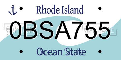 0BSA755 Rhode Island License Plate