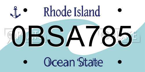 0BSA785 Rhode Island License Plate